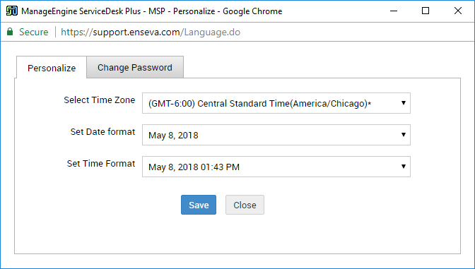date and time preferences